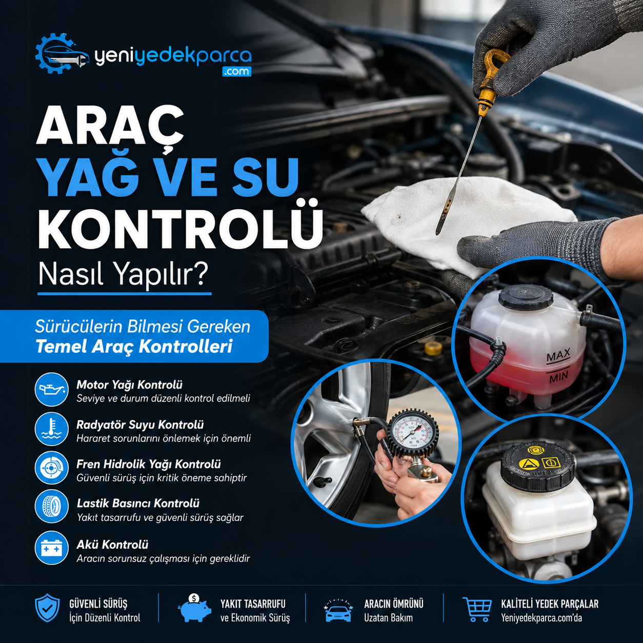 Araç Yağ ve Su Kontrolü Nasıl Yapılır? Sürücülerin Bilmesi Gereken Temel Araç Kontrolleri